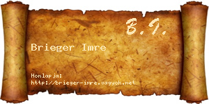 Brieger Imre névjegykártya